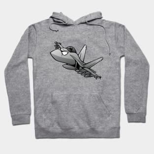 Military Fighter Attack Jet Airplane Cartoon Hoodie